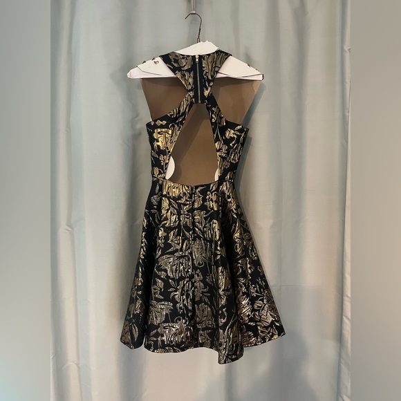 Navy and Gold Floral High-neck Dress - Picture 2 of 3